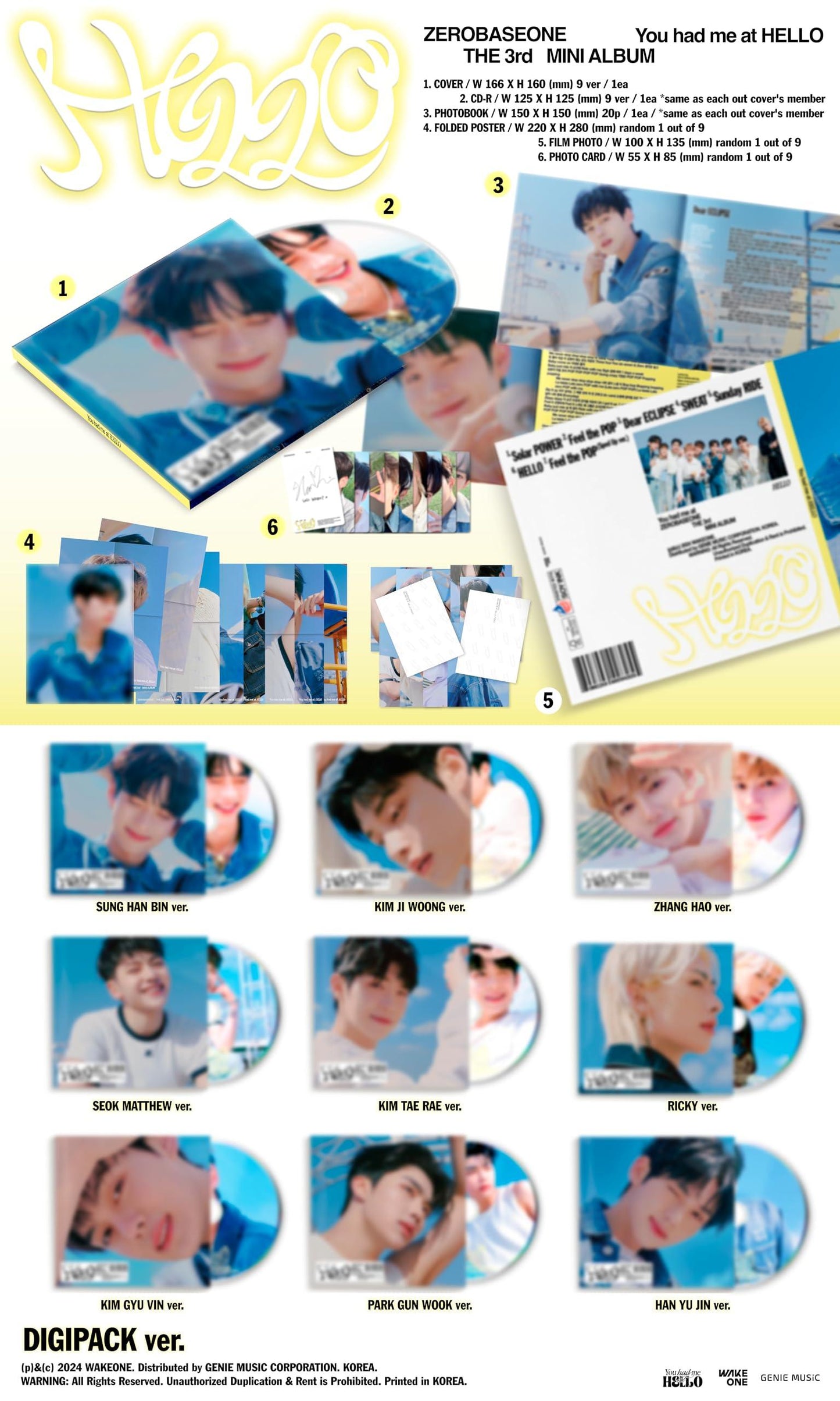 ZEROBASEONE (ZB1) 3RD MINI ALBUM 'YOU HAD ME AT HELLO' (DIGIPACK)