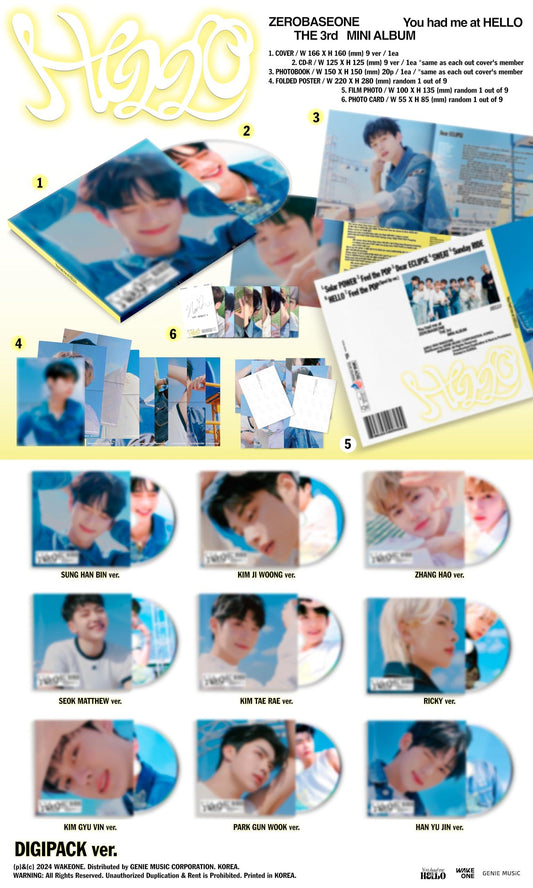 ZEROBASEONE (ZB1) 3RD MINI ALBUM 'YOU HAD ME AT HELLO' (DIGIPACK)